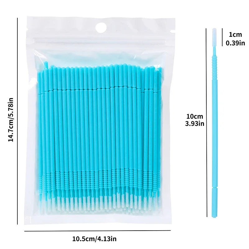 100pcs Microbrush Eyelash Extension Applicator Brushes Lash Applicator Brush PRIMED