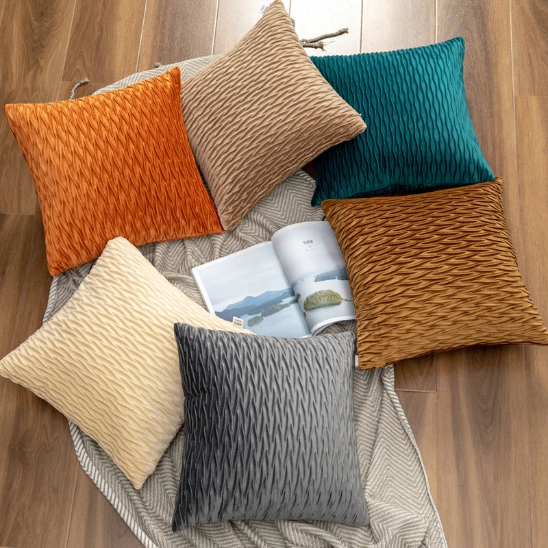 Super Soft Velvet Throw Pillow Cover 45x45cm | Striped Luxury