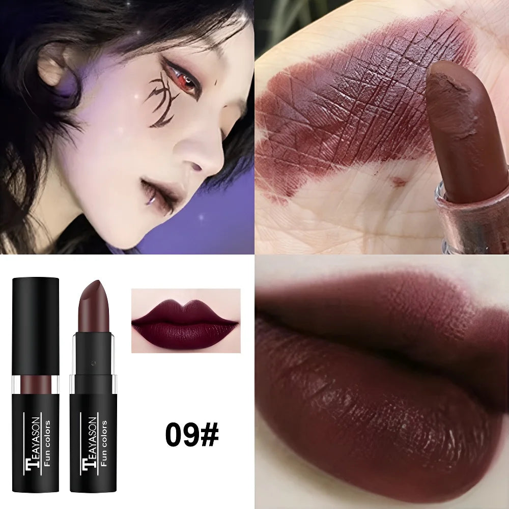 12-Color Dark Matte Lipstick – Long-Lasting Non-Transfer Matte Lipstick PRIMED