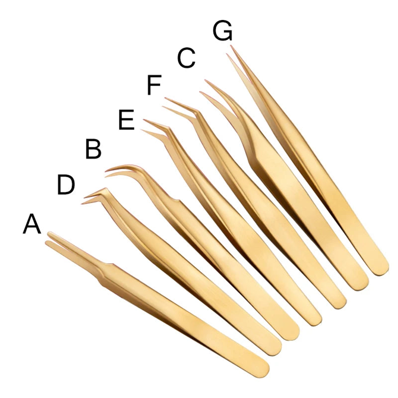 Professional Gold Eyelash Extension Tweezers | Stainless Steel Eyelash Extension Tweezers PRIMED