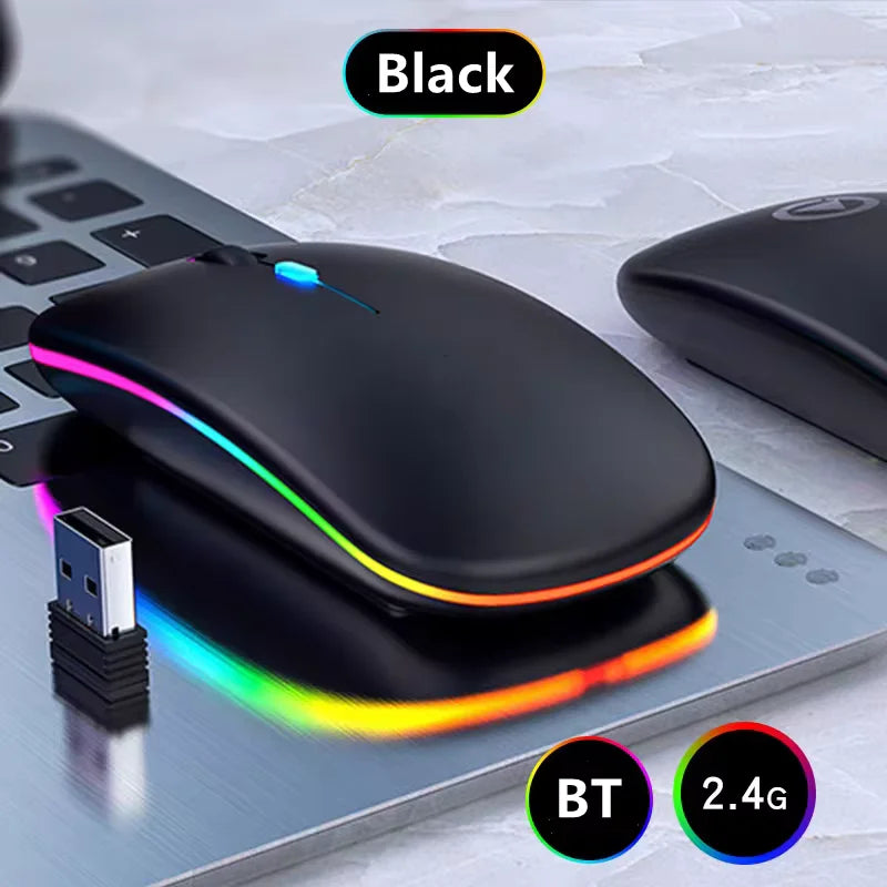 Dual-Mode Bluetooth Wireless Mouse – Rechargeable Ergonomic Wireless Computer Mouse PRIMED black
