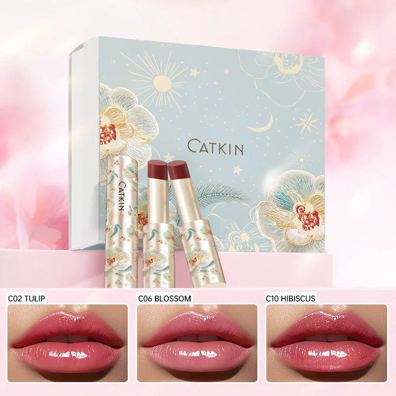 CATKIN 3PCS Glossy Lip Balm Set | Mirror Shine 12H Hydrating Lip Balm Set PRIMED