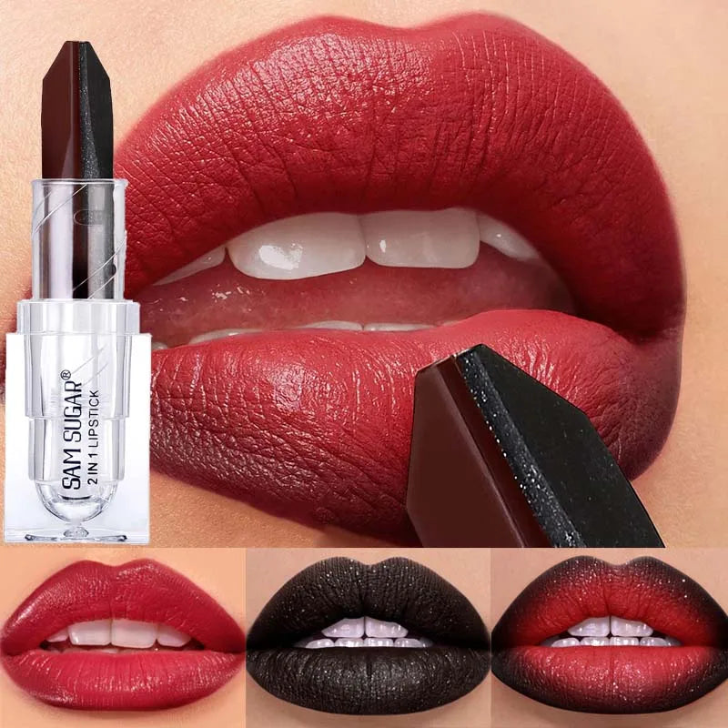 Two-Tone Gradient Matte Lipstick – Waterproof Pearlescent Diamond