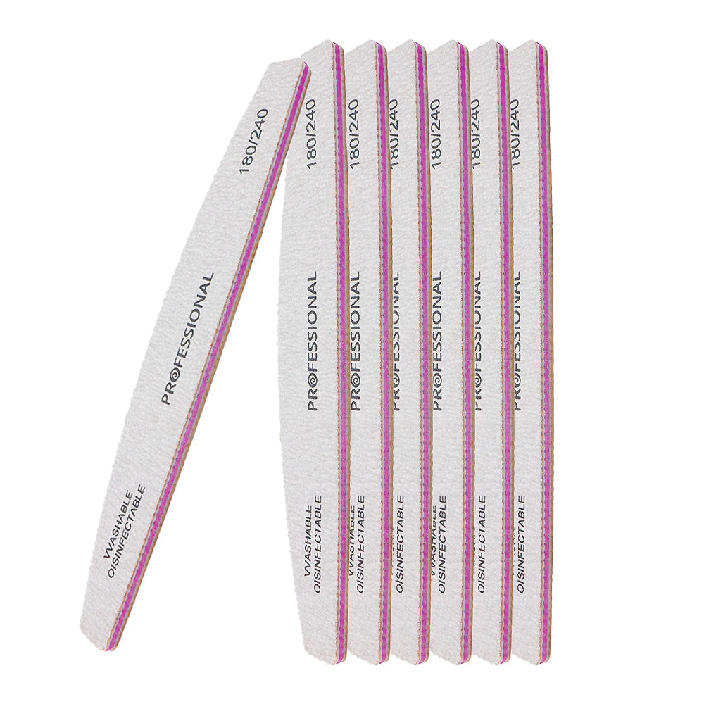 JEARLYU Banana Nail Files 5/10Pcs – 180/240 Grit Manicure Set Nail Files Set PRIMED