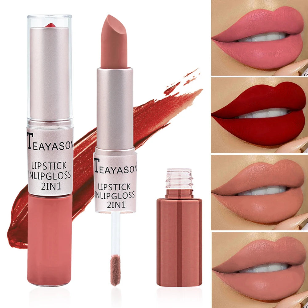 TEAYASON 2-in-1 Velvet Matte Lipstick & Lip Gloss Waterproof