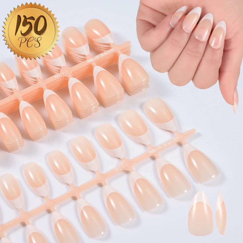 150pcs Almond French Press-On Nails | Full Cover False Nail Tips