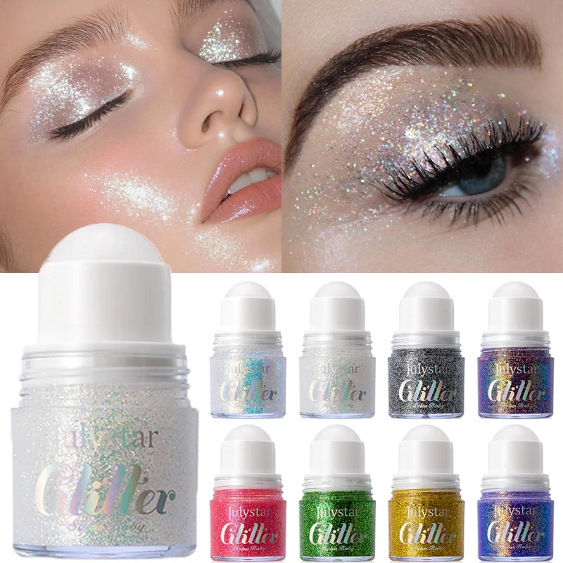 Julystar Glitter Gel Sequin Eye & Body Face Paint – 8 Colors Glitter Gel Eyeshadow PRIMED