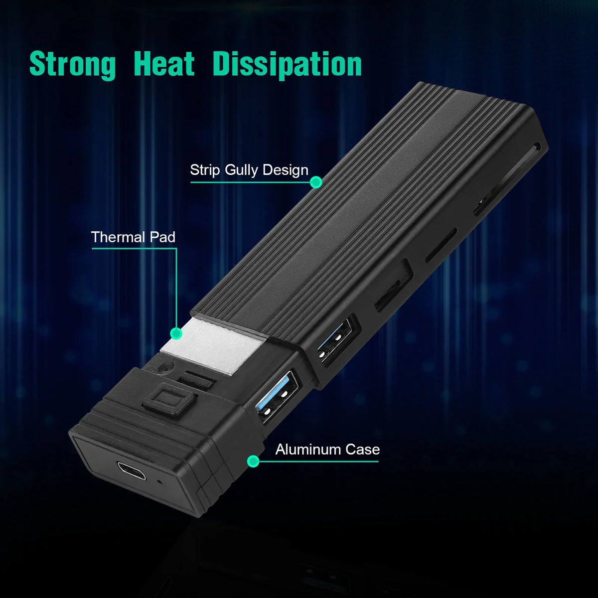 M.2 NVMe SATA SSD Enclosure USB-C Hub Adapter – 10Gbps SSD Enclosure Adapter PRIMED