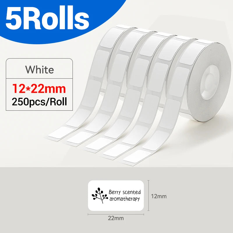Niimbot Waterproof Label Rolls for D11 D110 D101 H1S Printer Thermal Label Rolls PRIMED 5Rolls 12x22mm