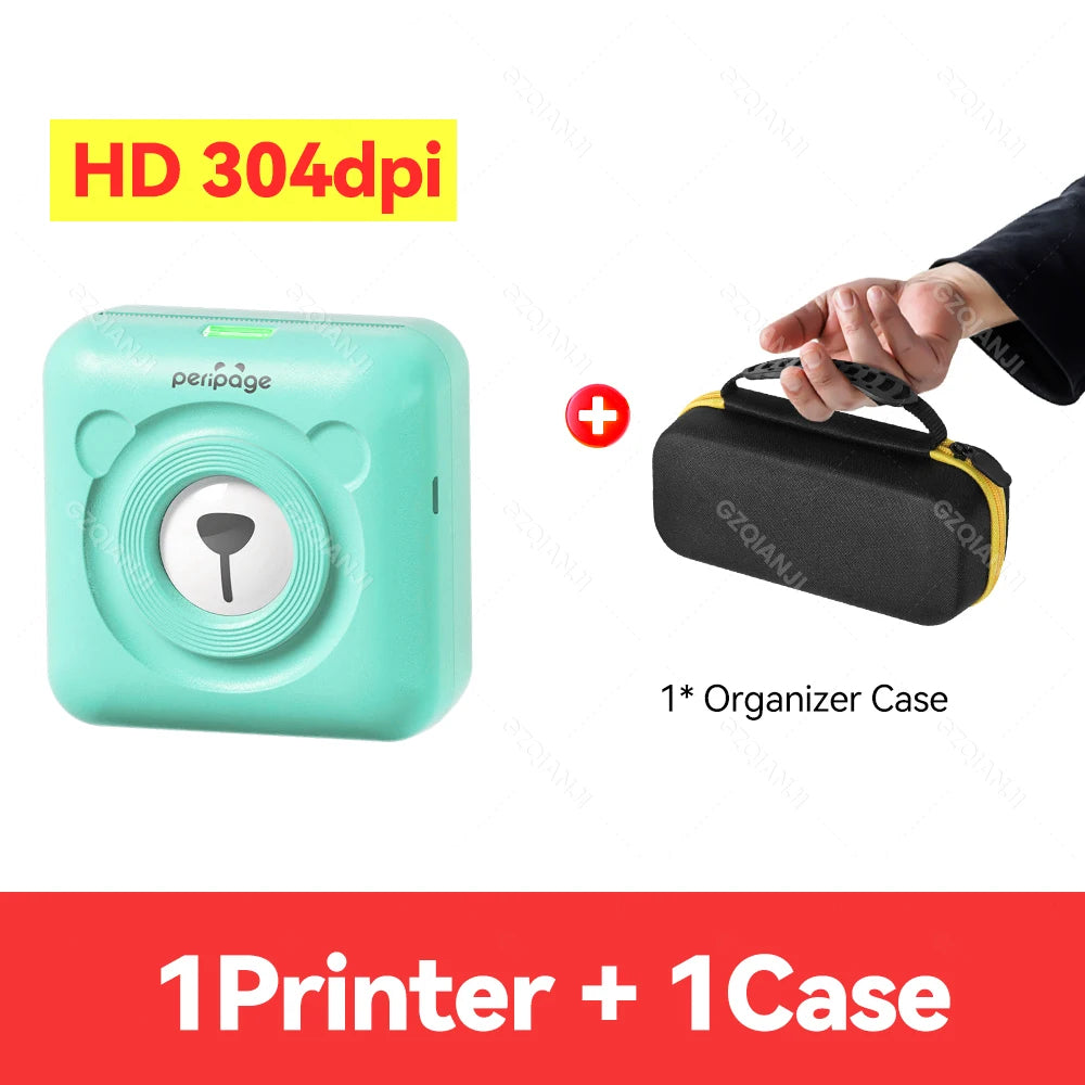PeriPage A6 Portable Bluetooth Thermal Printer + Carry Bag Portable Thermal Printer PRIMED GR Add 1Case