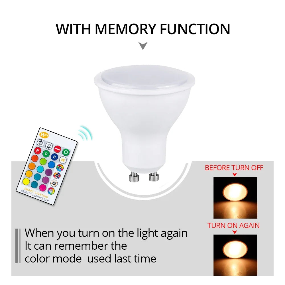 GU10 RGBW 10W Dimmable LED Spotlight – 16 Colors IR Remote LED Spotlight Bulb PRIMED
