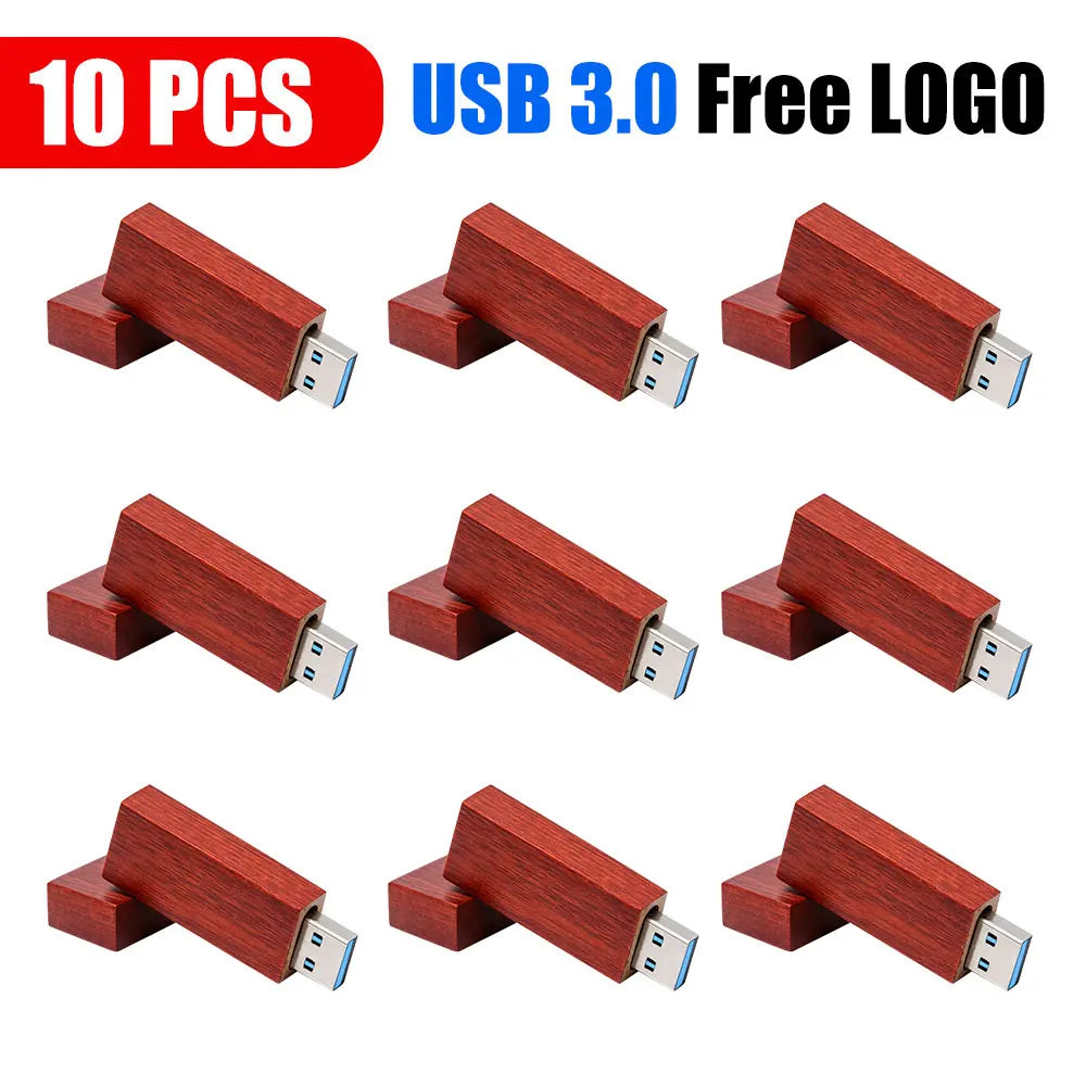 10-Pack Wooden USB 3.0 Flash Drives | Custom Logo 4–128GB USB Flash Drive Set PRIMED 8 GB Rose