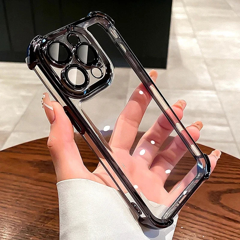 Clear TPU iPhone Case 11–17 Pro Max | Plating Lens Protection Phone Case PRIMED