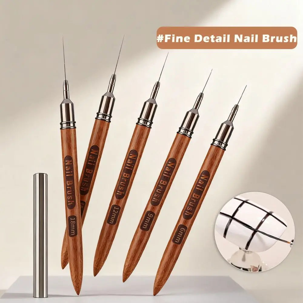 Sandalwood Nail Liner Brush | Fine Detail Nail Art Tool 6–18mm