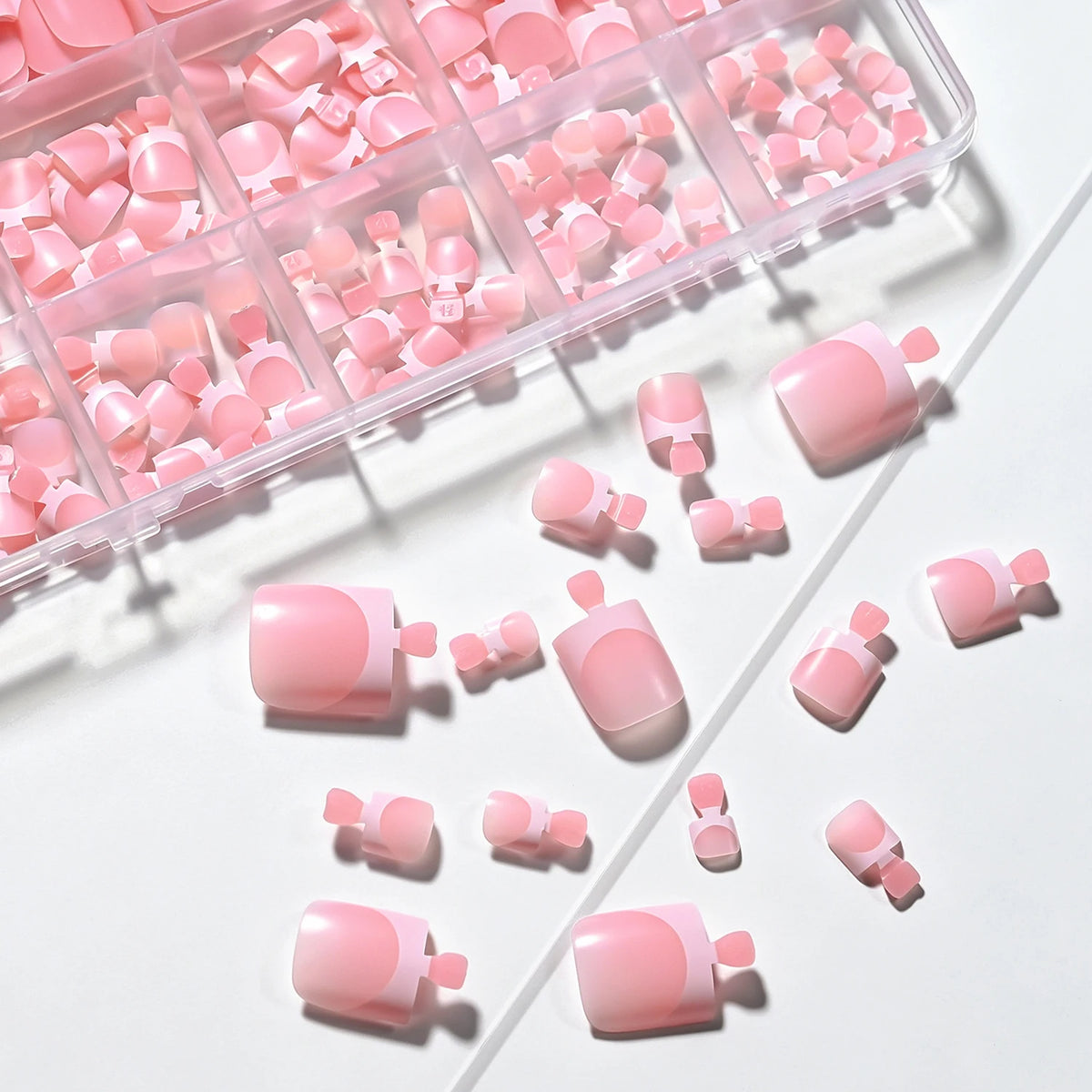 150Pcs Matte Nude Pink French Press-On Toenails Short Square