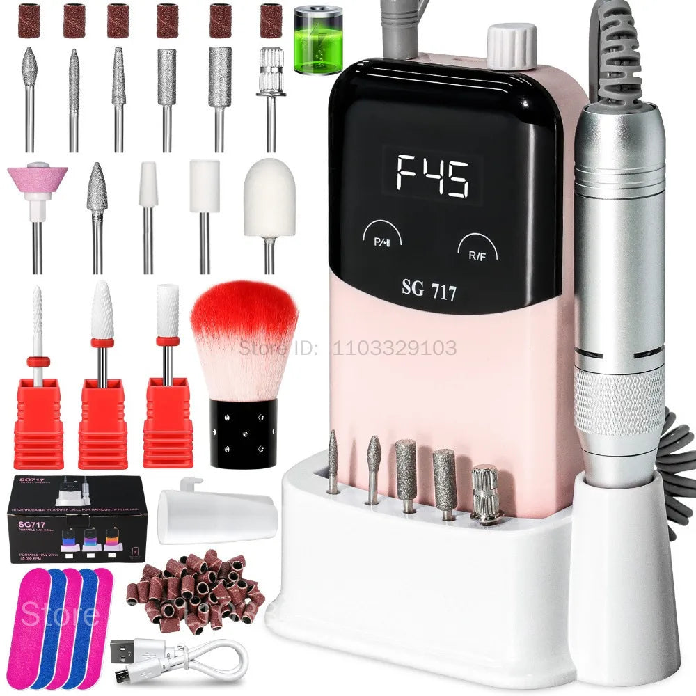 Professional 45000RPM Rechargeable Electric Nail Drill Machine Electric Nail Drill PRIMED