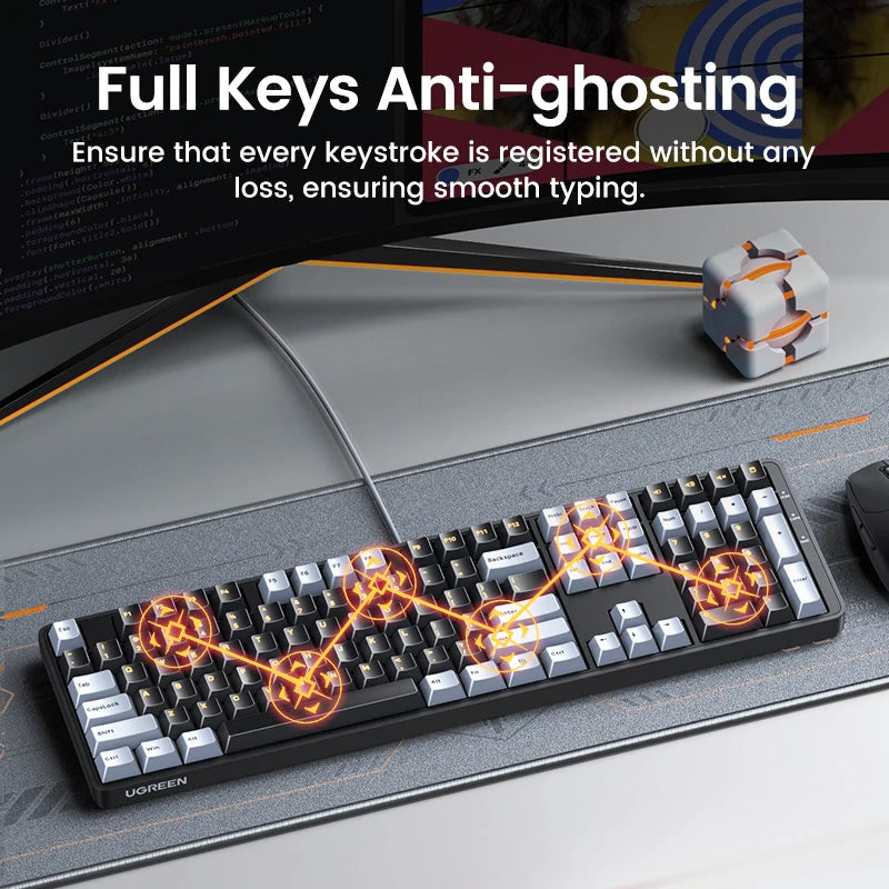 UGREEN 108-Key Mechanical Keyboard PBT Keycaps Red Switch Mechanical Keyboard PRIMED