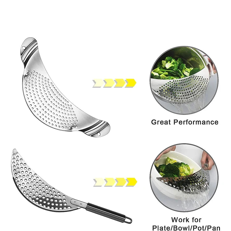 Stainless Steel Pot Strainer with Handle – Pasta Colander Insert Kitchen Colander Strainer PRIMED