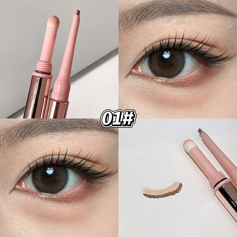 Double-End Lying Silkworm Eyeliner & Highlighter Pencil Eye Makeup Pencil PRIMED 01 Nude Brown