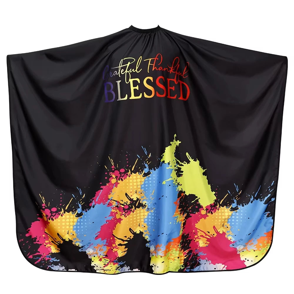 Waterproof Anti-Static Barber Cape – Black Salon Haircut Gown