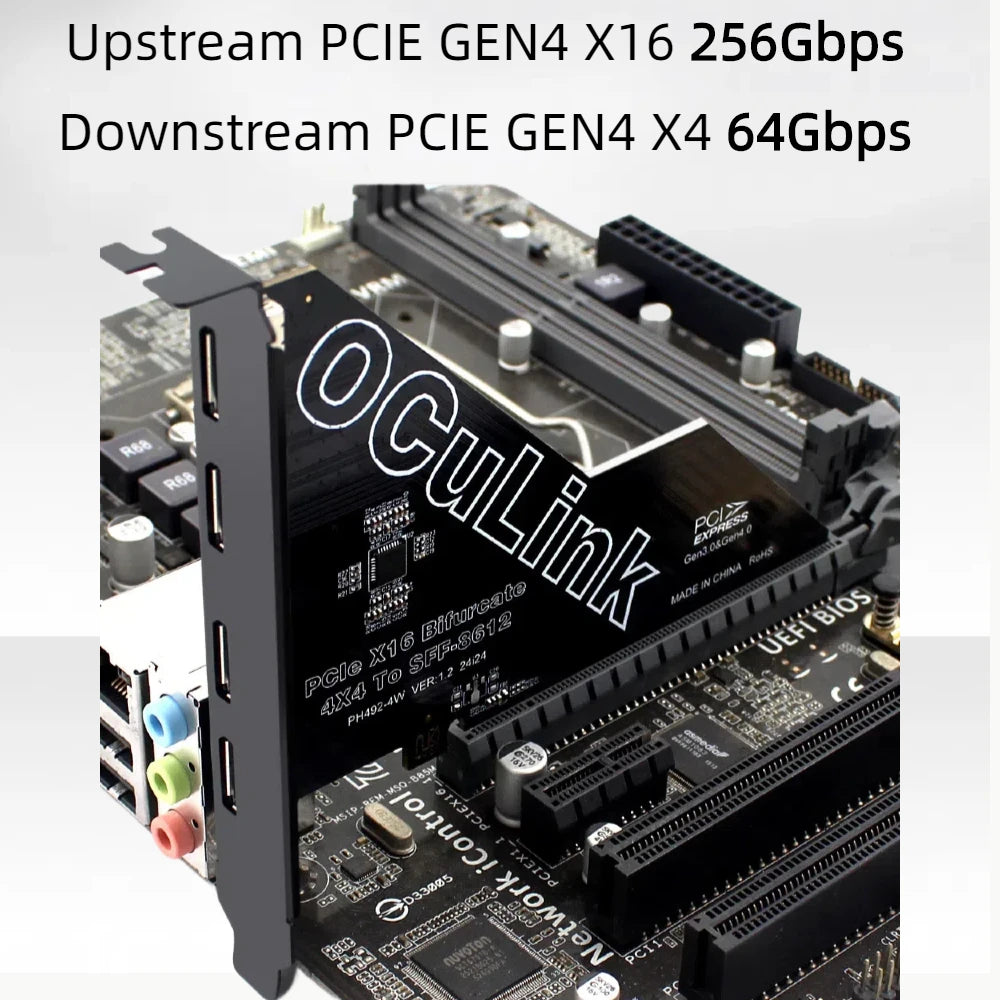 TISHRIC PCIe 4.0 to Oculink SFF-8611/8612 U.2 Adapter Card PCIe Expansion Adapter PRIMED