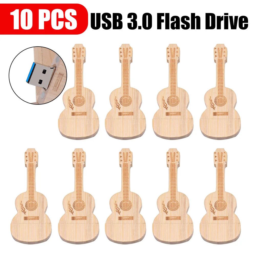 Guitar USB 3.0 Flash Drive Custom Logo Bulk | 32GB 64GB 128GB Custom USB Flash Drive PRIMED 4GB Bamboo 10pcs China Mainland