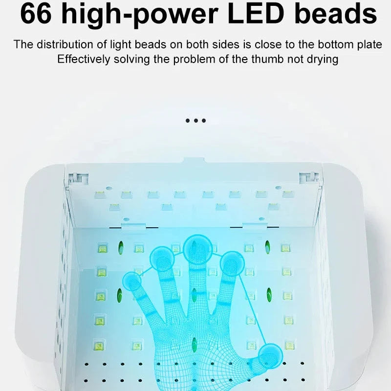 UV LED Nail Lamp 66 Beads + Leather Hand Pillow | Gel Curing