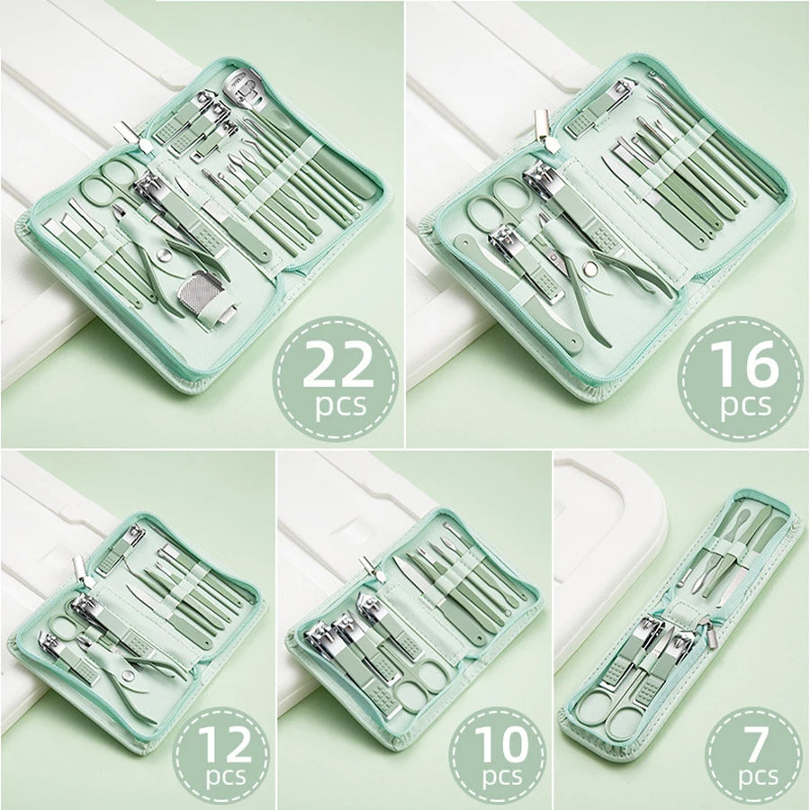 Stainless Steel Nail Clipper Manicure Set with Zipper Bag Manicure Tool Set PRIMED
