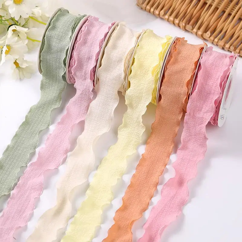 10 Yards Fishtail Wave Edge Pleated Chiffon Ribbon 2.5cm