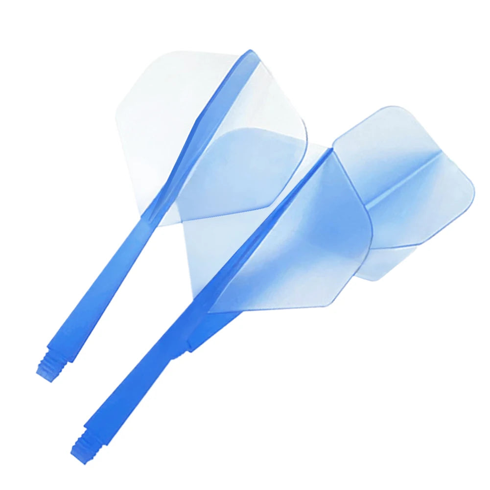 3-Pack Integrated Dart Flights & Shafts | 2BA Transparent Dart Flights & Shafts PRIMED Blue