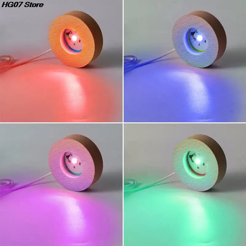 USB Wooden LED Light Base 6cm | Rotating Display Stand