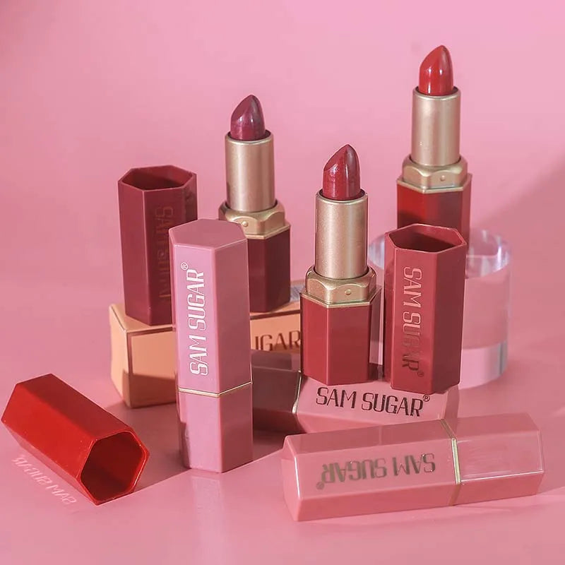 Pearlescent Pink Glitter Velvet Lipstick – Metallic Shine Lip Gloss Glitter Velvet Lipstick PRIMED