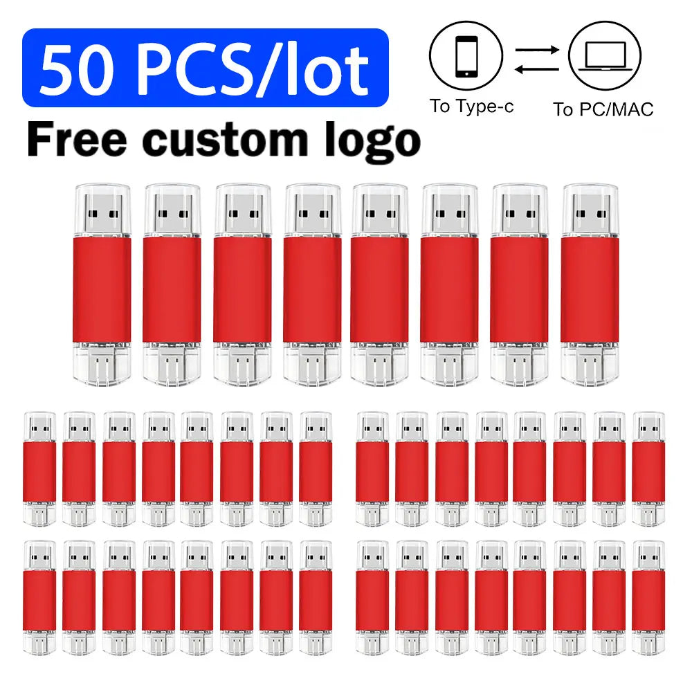 Type-C USB Flash Drive Bulk Custom Logo | 8–64GB 10/50/100 Pcs