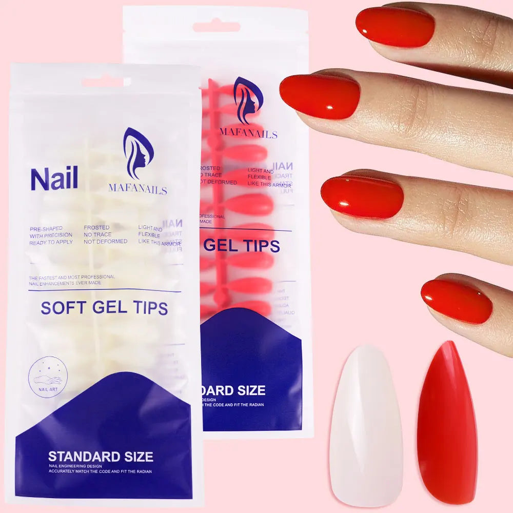 120pcs Glossy French Press On Nails Almond Full Coverage Set