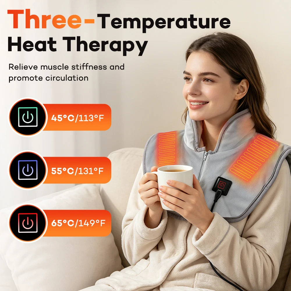 USB Electric Heated Neck & Shoulder Wrap | 3 Heat Levels Heated Neck Wrap PRIMED