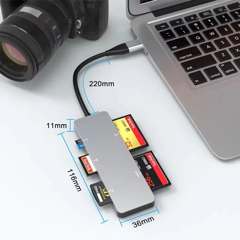 UTHAI CR307 5-Slot USB 3.0 Type-C Multi Card Reader CF SD TF Multi Card Reader PRIMED