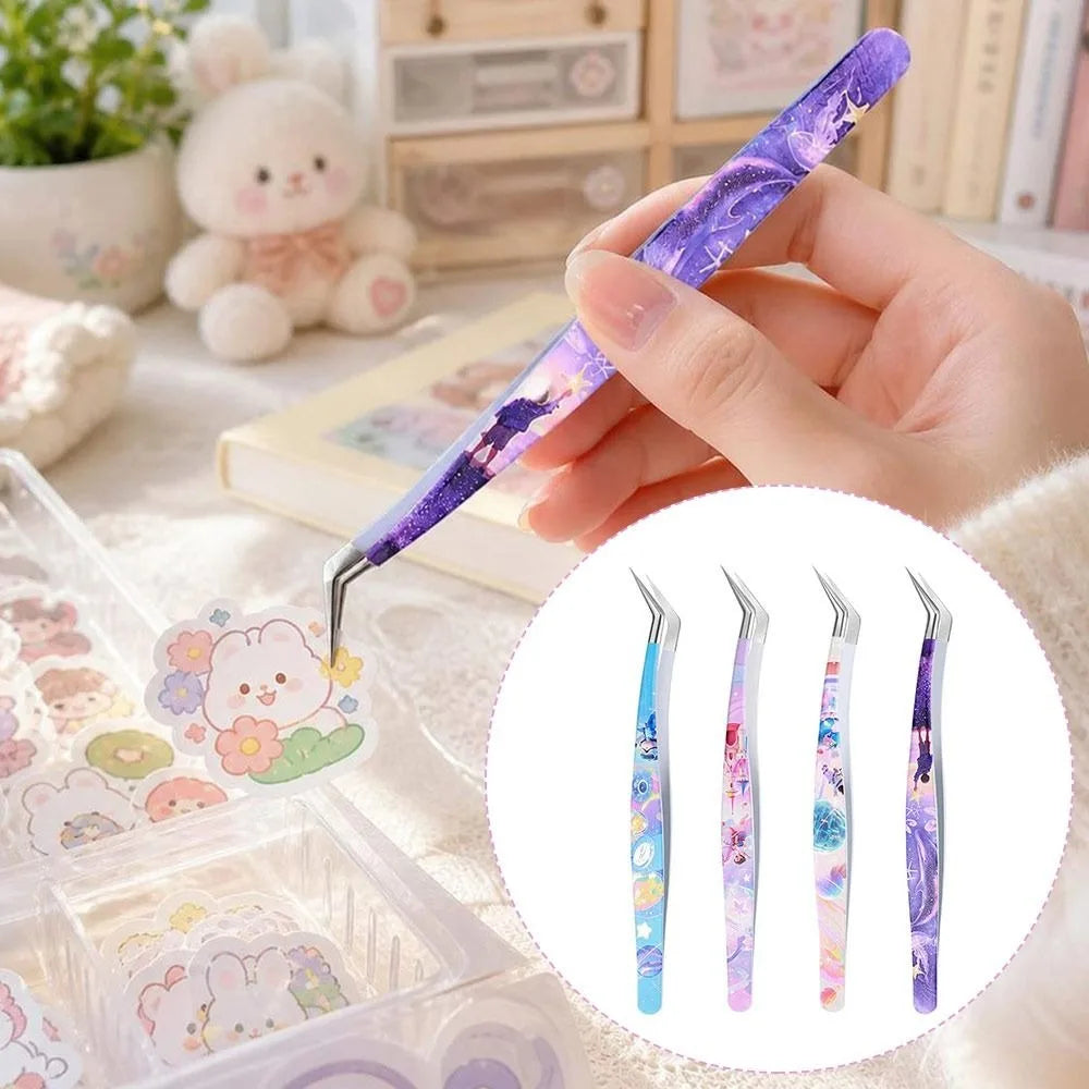 Curved Stainless Steel Eyelash Tweezers – Anti-Static Precision Eyelash Tweezers PRIMED