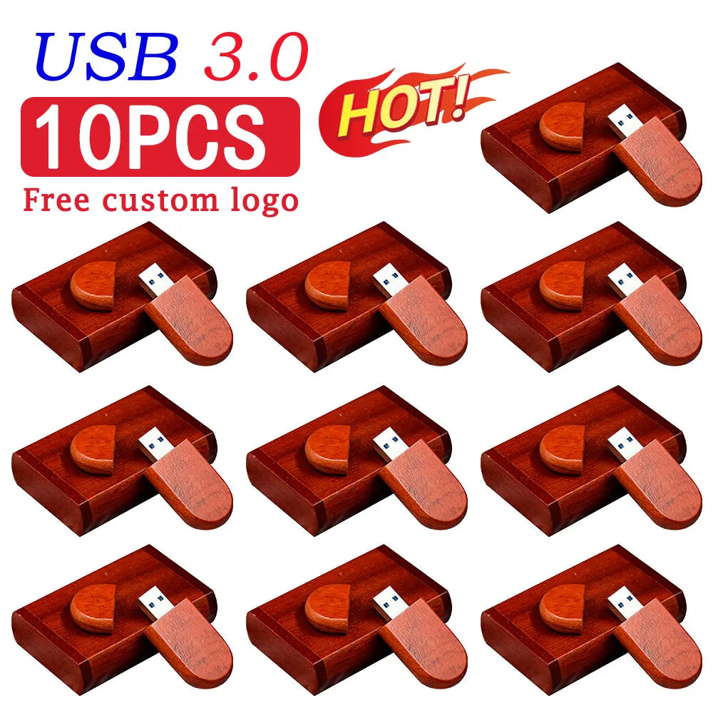 10-Pack Bamboo USB 3.0 Flash Drives | Custom Logo 4–128GB USB Flash Drive PRIMED 64 GB Rose with BOX