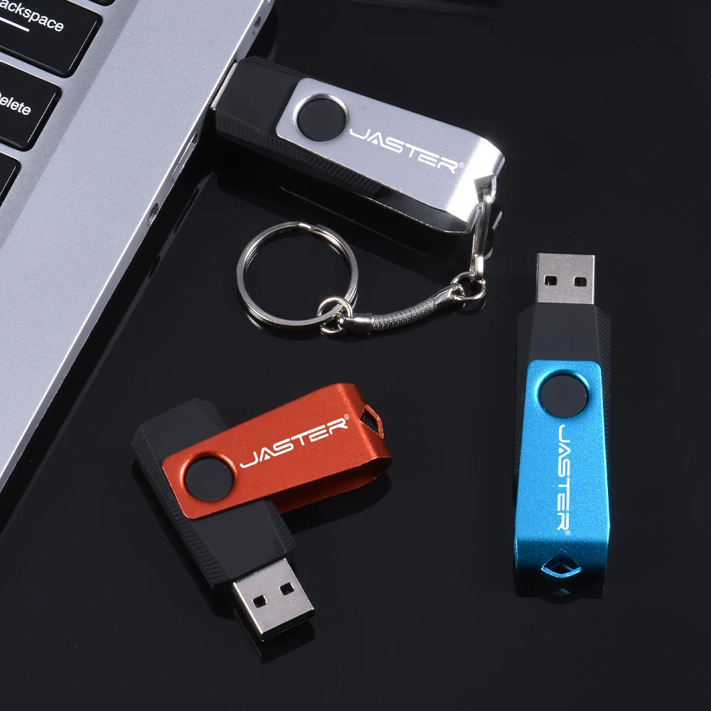 JASTER Rotatable USB Flash Drive 16–128GB + Free Keychain USB Flash Drive PRIMED