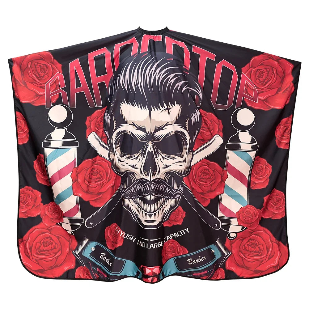 Waterproof Anti-Static Barber Cape – Black Salon Haircut Gown