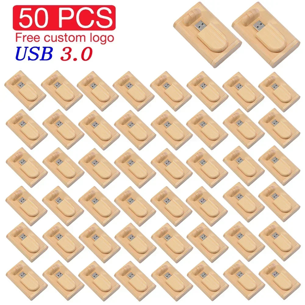 50-Pack Custom Logo Wooden USB 3.0 Flash Drives 4–64GB USB Flash Drive PRIMED 128 GB Bamboo with box China Mainland