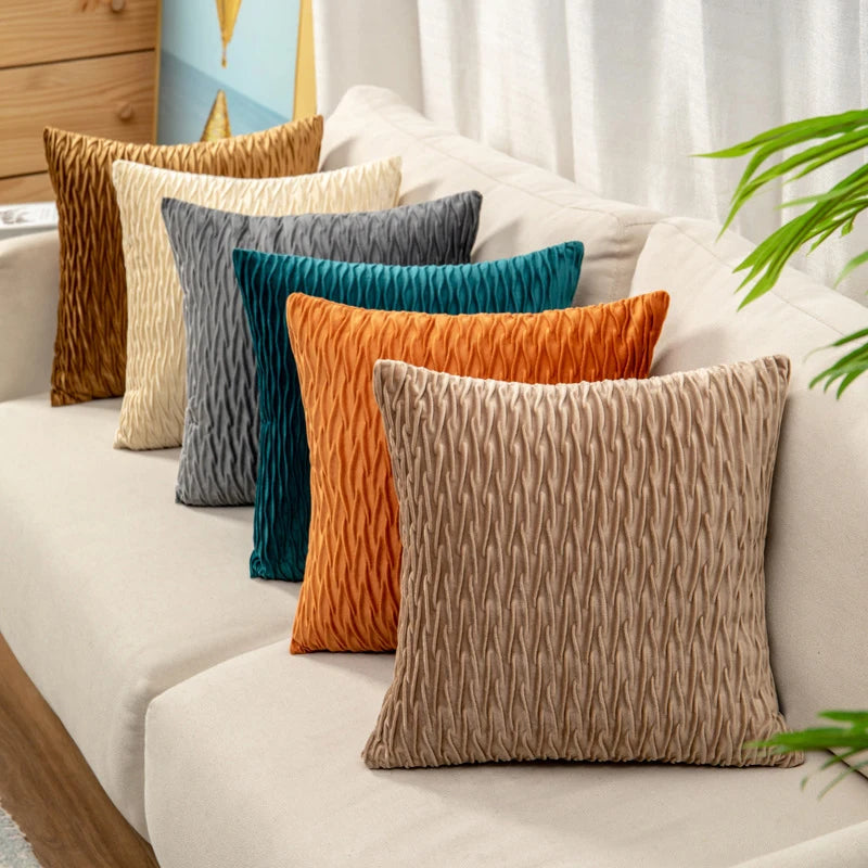 Super Soft Velvet Throw Pillow Cover 45x45cm | Striped Luxury