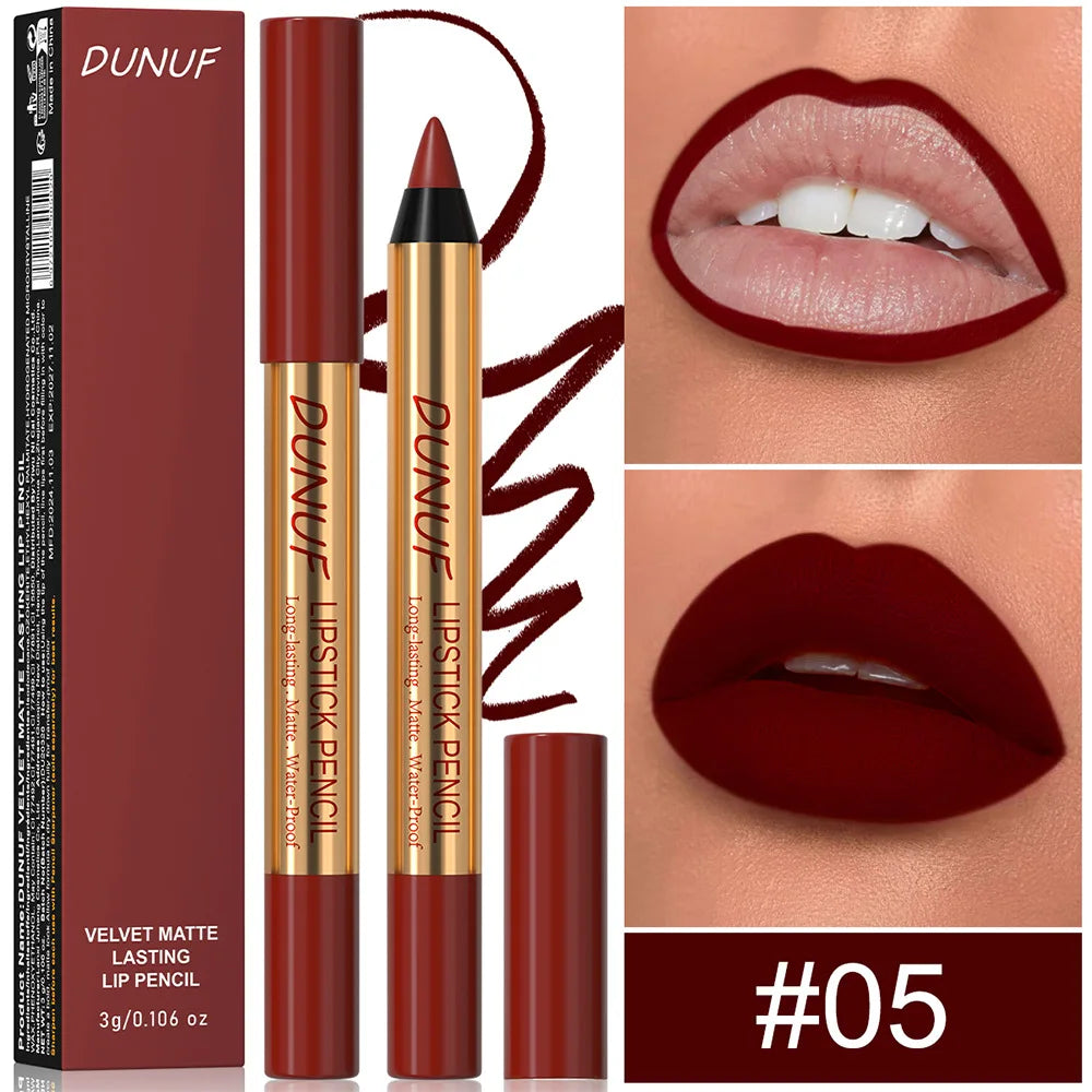 Waterproof Matte Lip Liner Pencil – Long-Lasting Dark Red