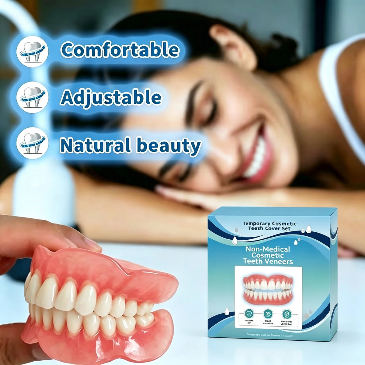 Soft Silicone Cosmetic Teeth Veneers Kit for Men & Women
