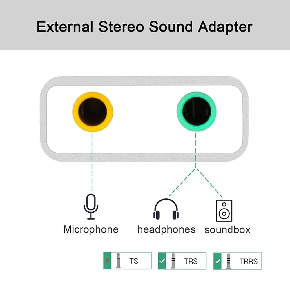 USB-C to 3.5mm External Sound Card Adapter for Laptop & Mac