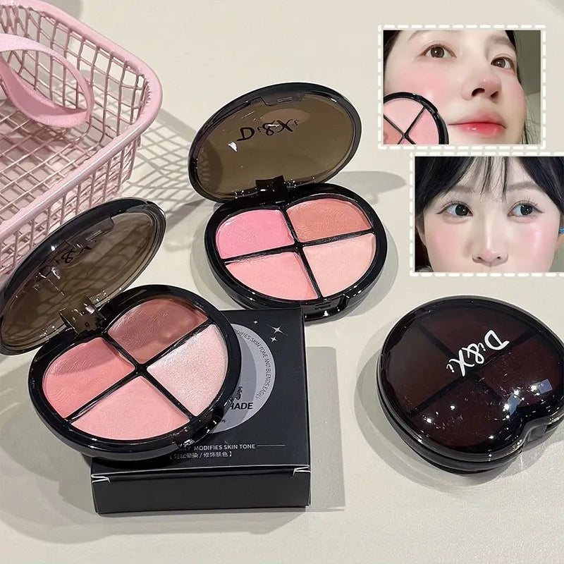 4-Color Cream Blush Palette | Dewy Shimmer K-Beauty Glow Cream Blush Palette PRIMED