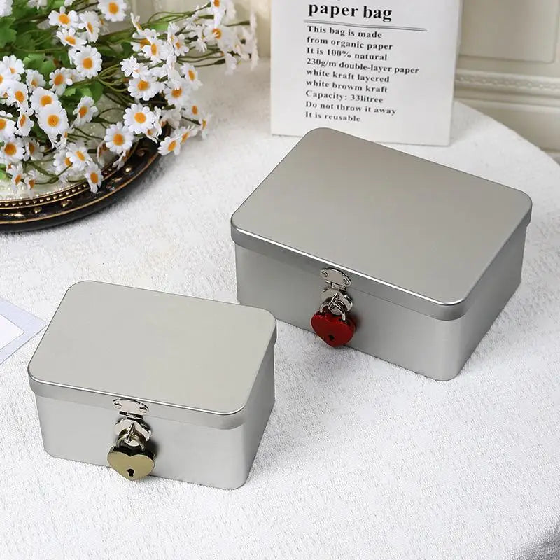 Lockable Tinplate Storage Box – Jewelry, Coins & Desk Organizer Lockable Storage Box PRIMED