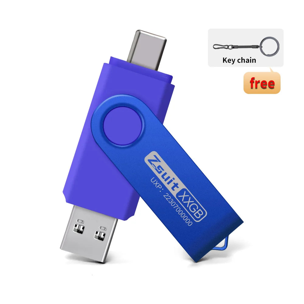 10-Pack 64GB USB-C & USB-A 2-in-1 Flash Drives | Metal Pen Drive USB Flash Drive PRIMED usb 2.0-4GB-10pcs Blue