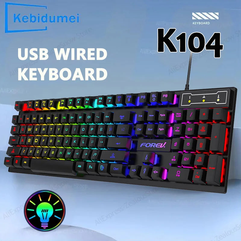 104-Key RGB Wired Mechanical Gaming Keyboard | USB Backlit Gaming Keyboard PRIMED
