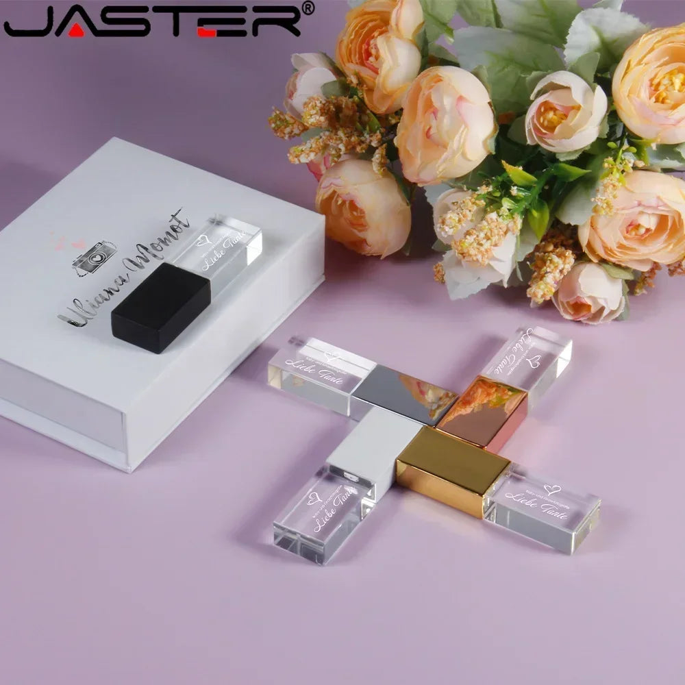 JASTER Crystal USB Flash Drive 2.0 | 4GB–128GB Custom Logo Gift USB Flash Drive PRIMED
